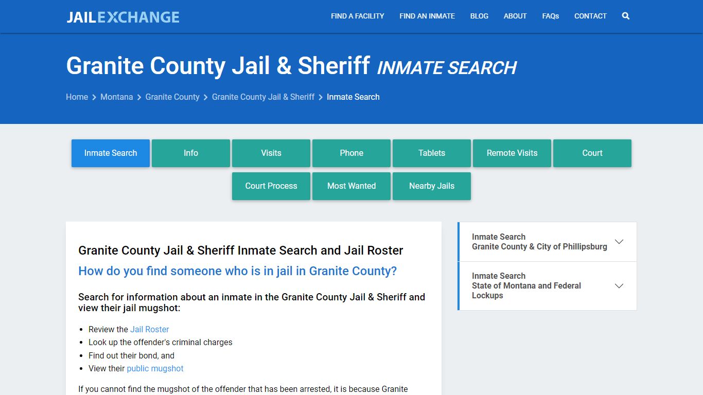 Granite County Jail & Sheriff Inmate Search - Jail Exchange