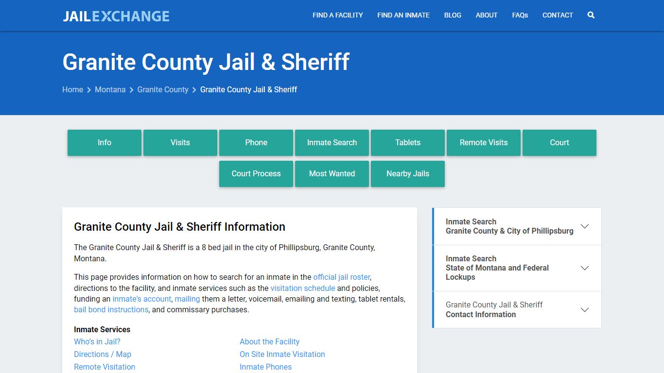Granite County Jail & Sheriff, MT Inmate Search, Information